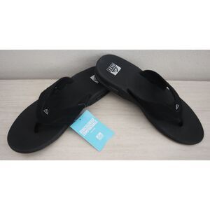 Reef Men's Sz 14 Black/Silver Fanning Flip-Flop Sandals w/Built-In Bottle Opener